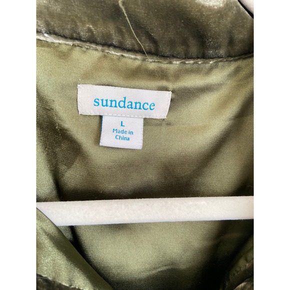 Sundance Velvet Jacket Olive Green Button Front Trucker Style Size Large - Picture 2 of 6